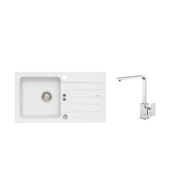 Alveus SET ALVEUS NIAGARA 30/11 + BATERIE RENO - granitový bílý dřez 775 x 430 mm v setu s baterií