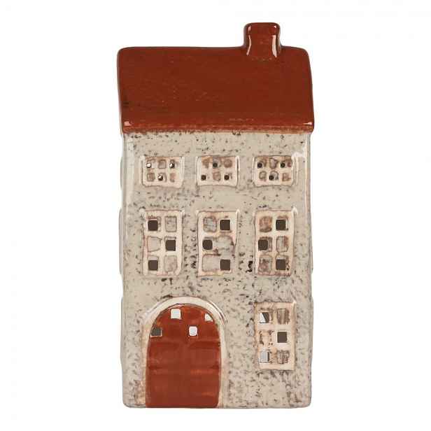 Béžový keramický domek na čajovou svíčku Lamont - 12*8*24 cm Clayre & Eef