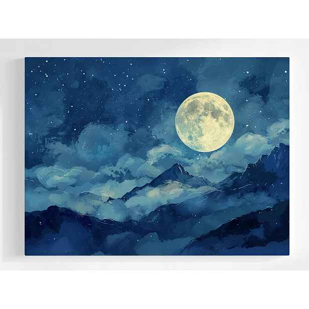 Plakát Měsíc Nad Horami Noční Krajina Hvězdy 100x75