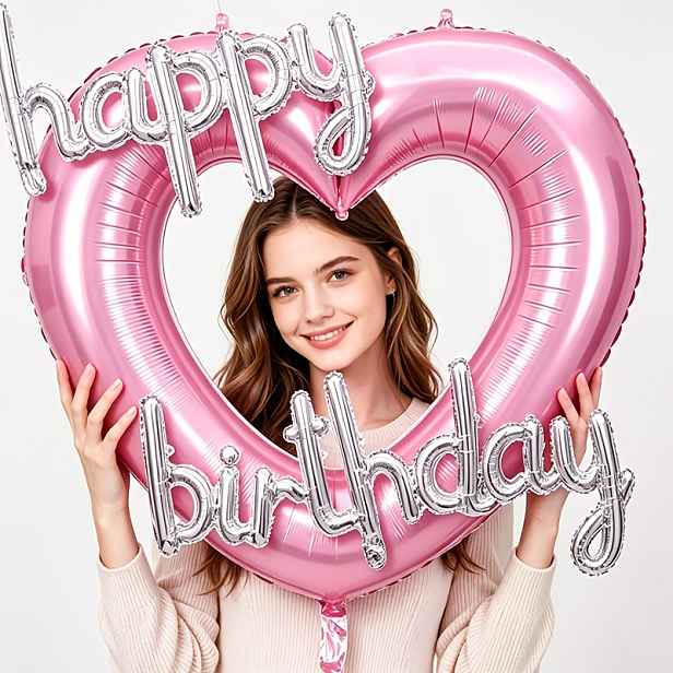 TEMU 7dílná sada 40palcových balónků ve tvaru srdce s výřezem a nápisem "Happy Birthday", vhodná pro narozeninovou oslavu, oslavu dospělosti,