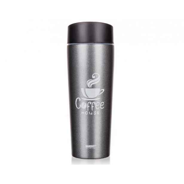 Cestovní termohrnek Coffee 350 ml, šedý