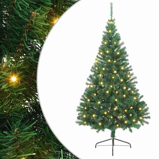 vidaXL Umělý osvětlený vánoční stromeček Zelená 240 cm PVC