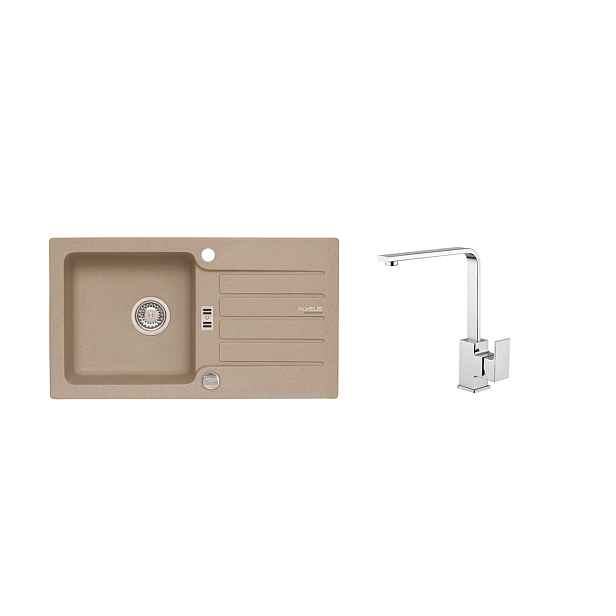 Alveus SET ALVEUS NIAGARA 30/55 + BATERIE RENO - granitový béžový dřez 775 x 430 mm v setu s baterií