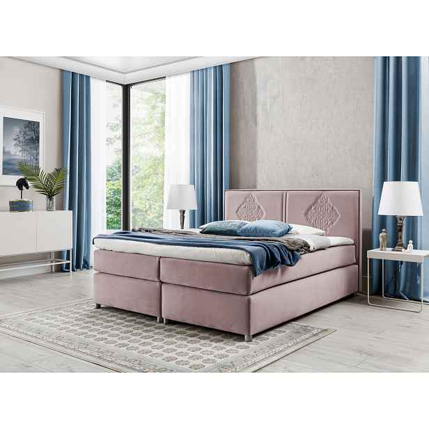 Boxspringová postel AUGUSTA - 180x200, starorůžová + topper ZDARMA
