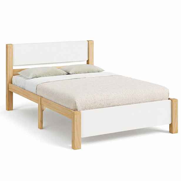 CHICFURN POSTEL 90/200 cm v bílé a přírodní barvě s lamelovým roštem