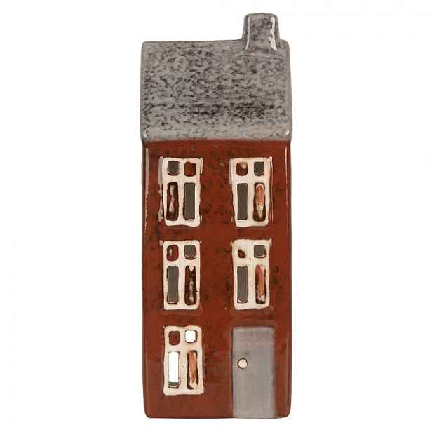Hnědý keramický domek na čajovou svíčku Lamont - 10*7*26 cm Clayre & Eef