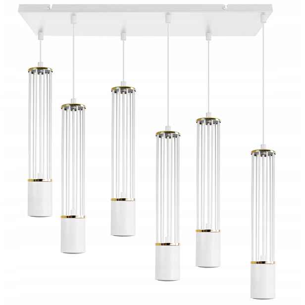 Led Stropní Lampa Závěsný Loftový Lustr Bílo-zlatá Tuba Do Kuchyně Obývacího Pokoje
