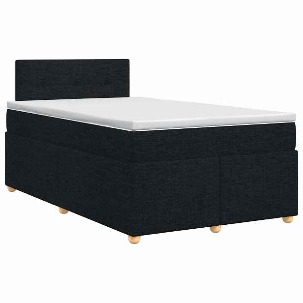 vidaXL Postel boxspring s matrací s čelo Černá 120 x 190 cm Textil