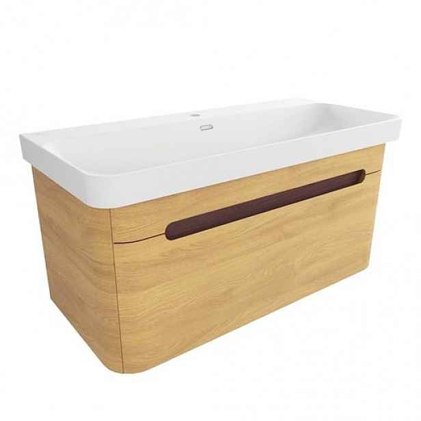 Koupelnová skříňka s umyvadlem SAT Fusion 97,5x43x45 cm dub medový mat SATFUSION100DMMW