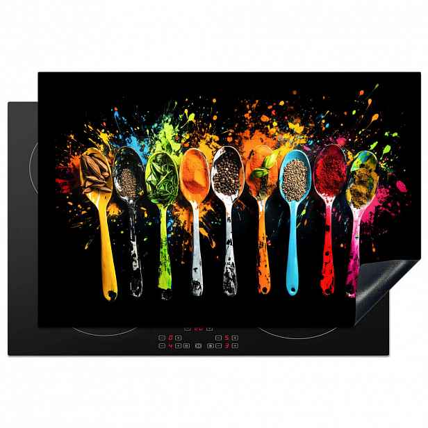 MuchoWow KRYT NA INDUKČNÍ DESKU Lžičky - koření - moderní - graffiti - barva - barevné 78x52 cm