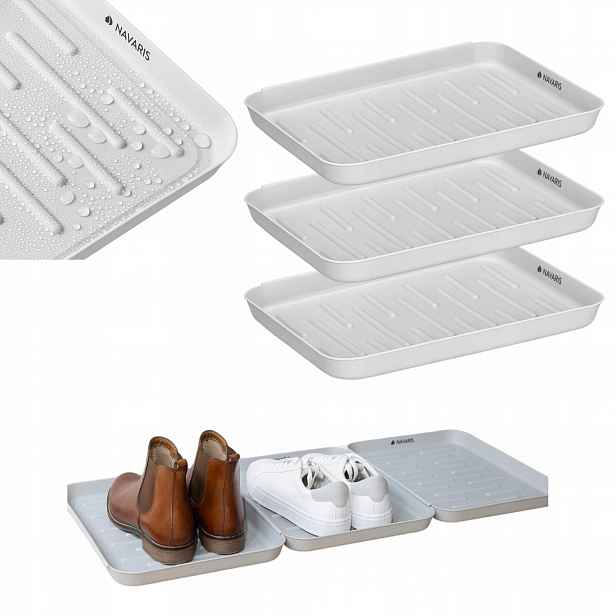 Navaris podložka pod boty, sada 3 kusů, 35 x 27 x 2,5 cm, plast, šedá