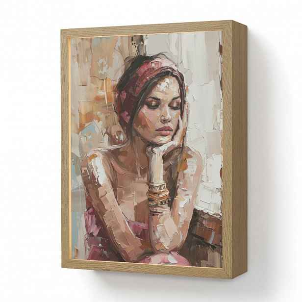 OnlyWow NÁSTĚNNÁ LAMPA S AKUMULÁTOREM Žena - vzhled malby - portrét - moderní 30x40 cm