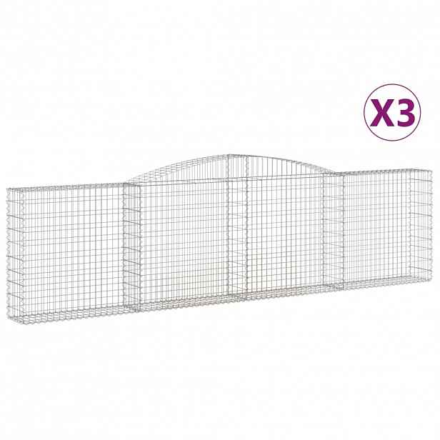 vidaXL Klenuté gabionové koše 3 ks 400x30x100/120cm pozinkované železo