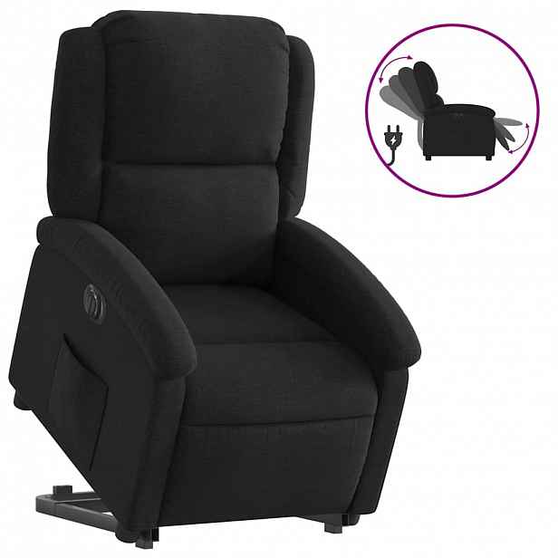 vidaXL Elektrické zvedací polohovací křeslo černé textil