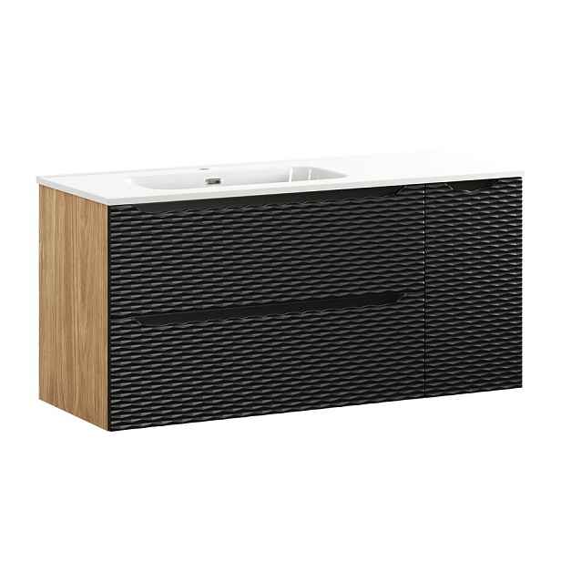 Comad Závěsná skříňka Ocean Go se zápustným umyvadlem 120 cm černá/dub olejovaný