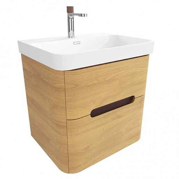 Koupelnová skříňka s umyvadlem SAT Fusion 57,5x53x45 cm dub medový mat SATFUSION260DMUBA