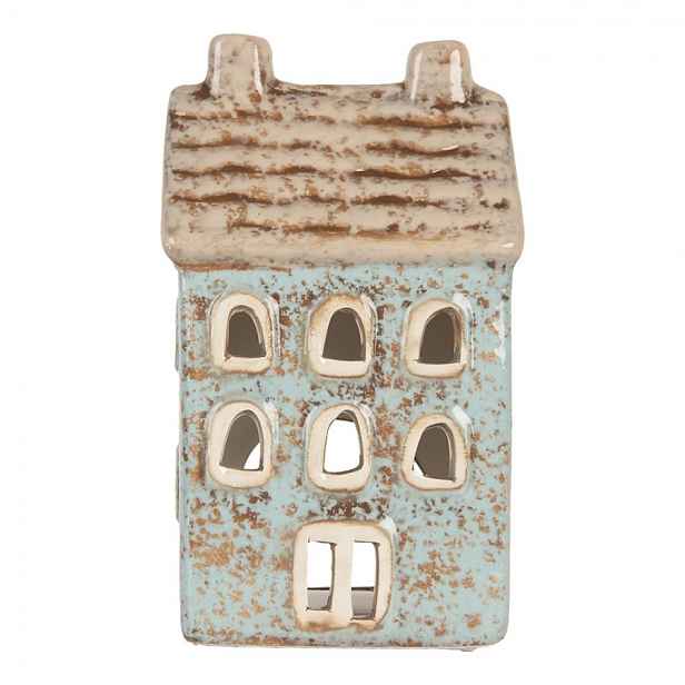 Modrý keramický domek na čajovou svíčku Lamont - 8*7*15 cm Clayre & Eef