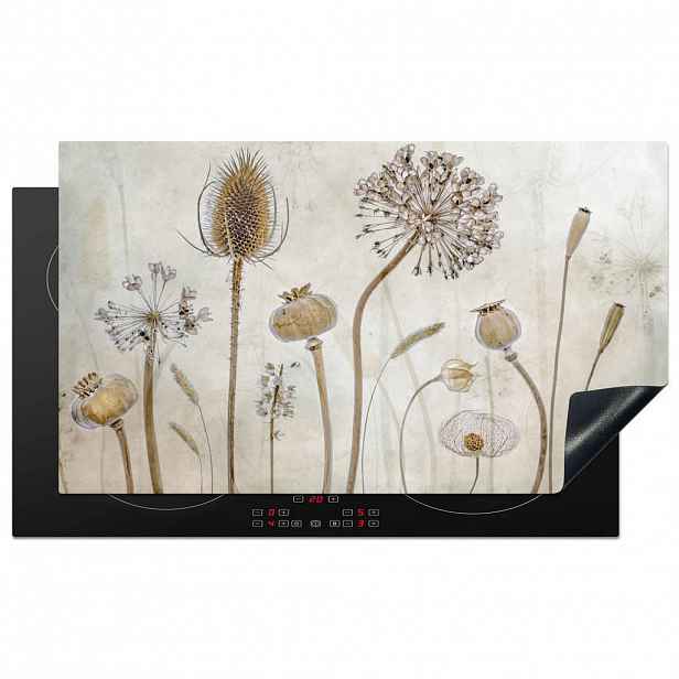 MuchoWow KRYT NA INDUKČNÍ DESKU Květiny - Akvarel - Zátiší - Hnědá - Vintage 91.2x52 cm