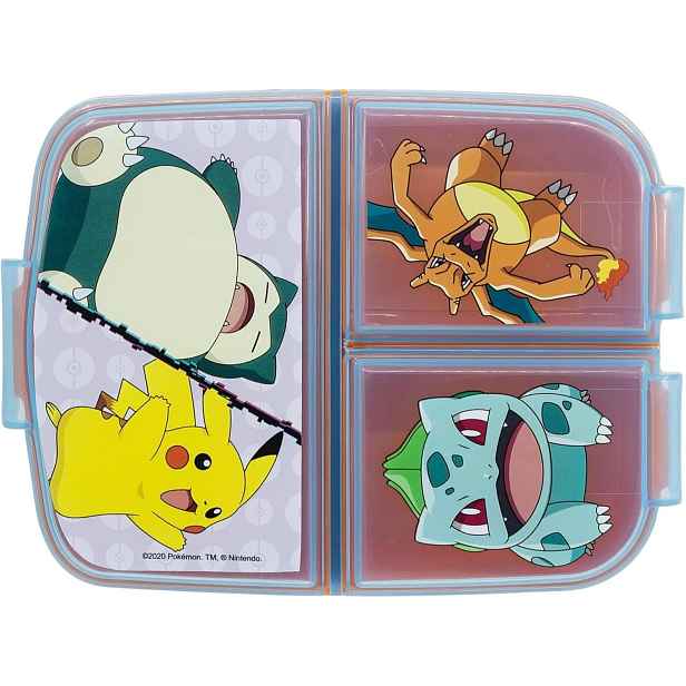 TEMU POKEMON - Školní Obědová Krabička s 3 Přihrádkami, Plastová Obědová Krabička pro Dětský Oběd - Bez BPA - Pikachu
