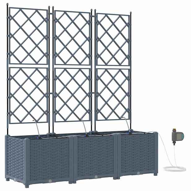 vidaXL Zahradní pěstebník 3 ks Světle šedá 120 x 40 x 142 cm PP