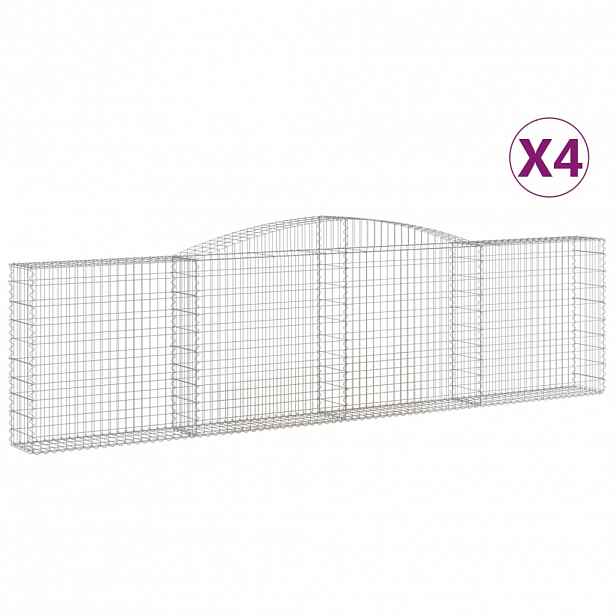 vidaXL Klenuté gabionové koše 4 ks 400x30x100/120cm pozinkované železo