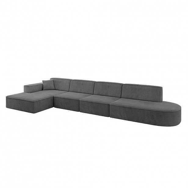 ALTDECOR ROHOVÁ SEDACÍ SOUPRAVA s otomanem vlevo IREA-L3-v4 – 412 × 165 × 77 cm, tmavě šedá