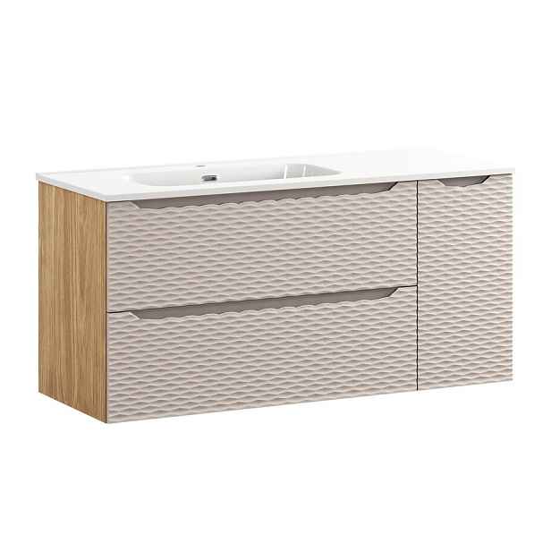 Comad Závěsná skříňka Ocean Go2 se zápustným umyvadlem 120 cm béžová/dub olejovaný