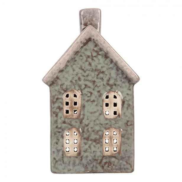 Zelený keramický domek na čajovou svíčku Lamont - 8*7*14 cm Clayre & Eef