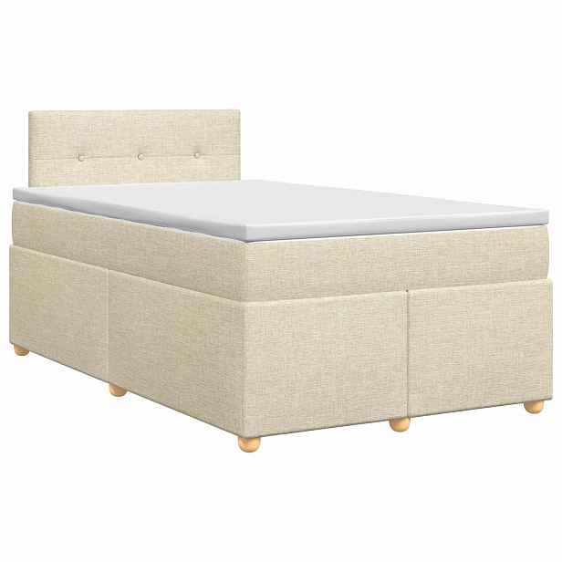 vidaXL Postel boxspring s matrací s čelo Krémová 120 x 190 cm Textil