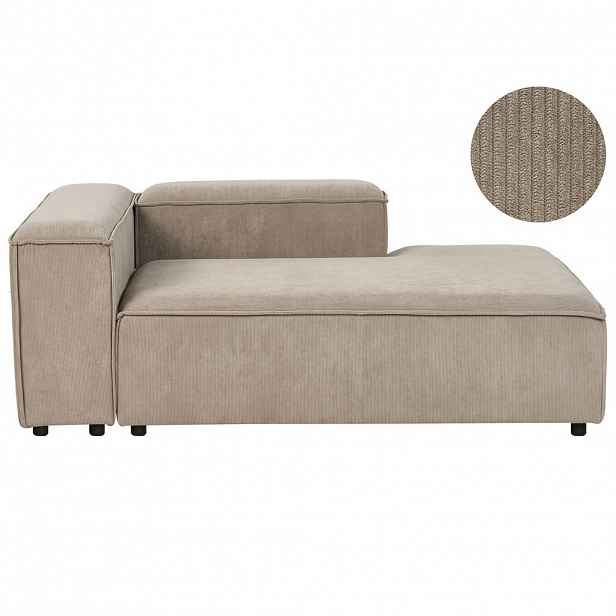 Beliani ČALOUNĚNÉ LEHÁTKO CHAISE LONGUE LEVOSTRANNÉ Manšestr Světle hnědé Ardal