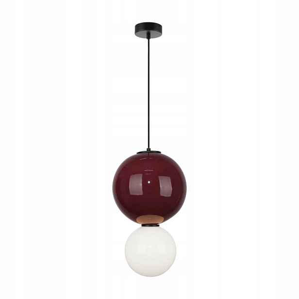 Italux Závěsná lampa Pieve Led 7W Bordově bílá Ø25 cm 2 koule