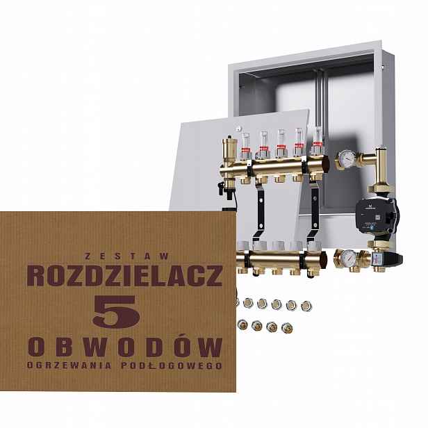 Rozdělovač pro podlahu 5 čerpadlo Grundfos podomítkový box Pex