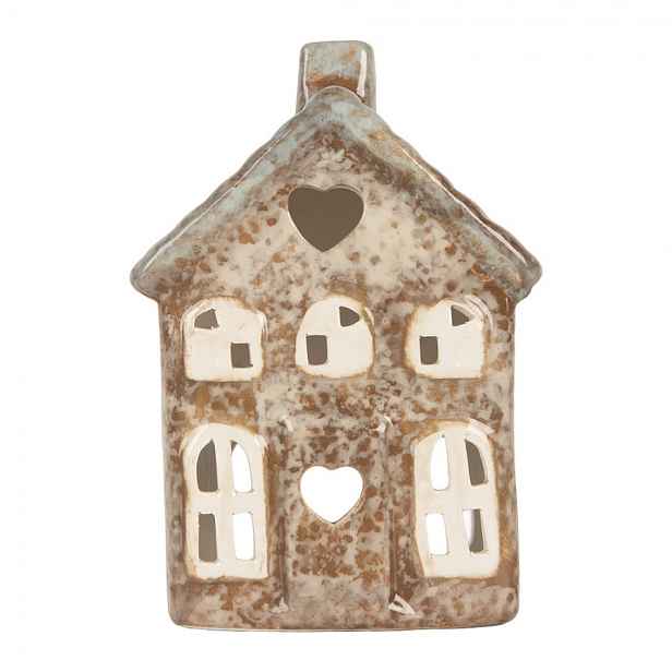 Zelený keramický domek na čajovou svíčku Lamont - 9*6*13 cm Clayre & Eef