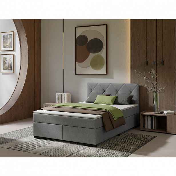 MID.YOU POSTEL BOXSPRING, 140/220 cm, světle šedá