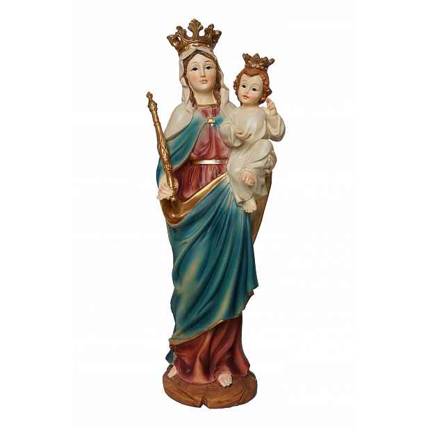 Figurka Matka Boží s Ježíškem a korunou 38 Cm Ručně Malovaná