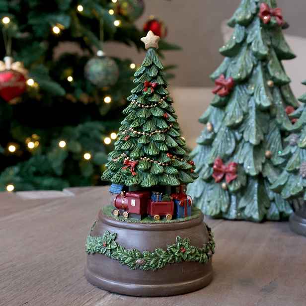 Hudební skříňka Cherry Noël Tree s vánočním stromečkem  – Ø 10*19 cm Chic Antique