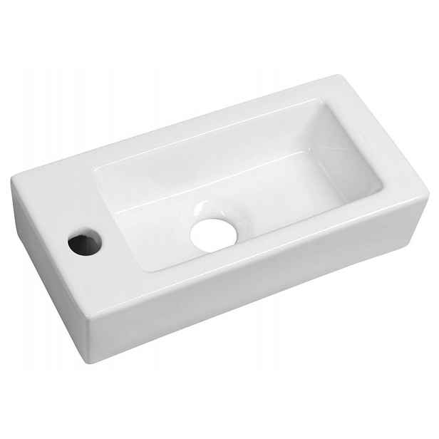 Sapho Small - Umývátko, 37x18 cm, bez přepadu, otvor pro baterii vlevo, bílá AR496