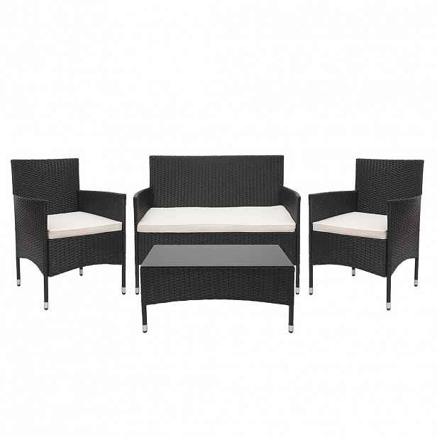 MCW POLY-RATTAN SADA Černá, krémově bílá
