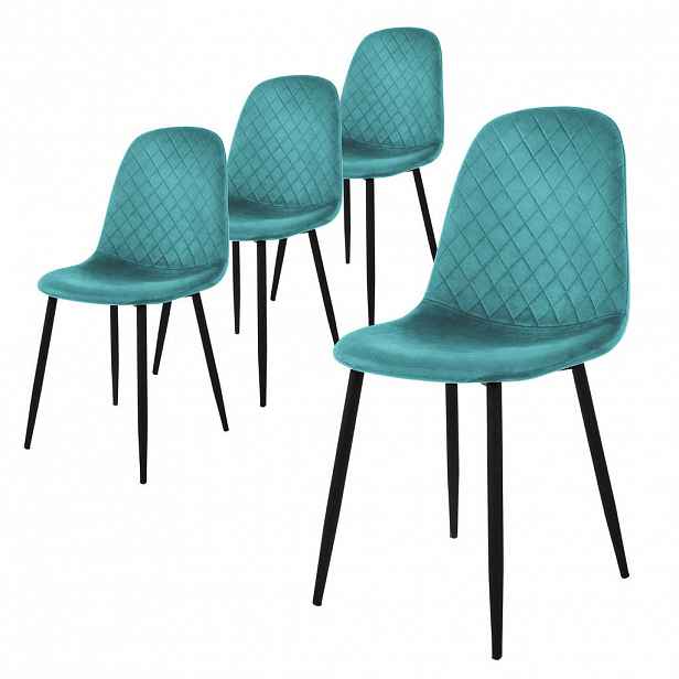 ML-DESIGN JÍDELNÍ ŽIDLE, sada 4 ks, petrolejový samet