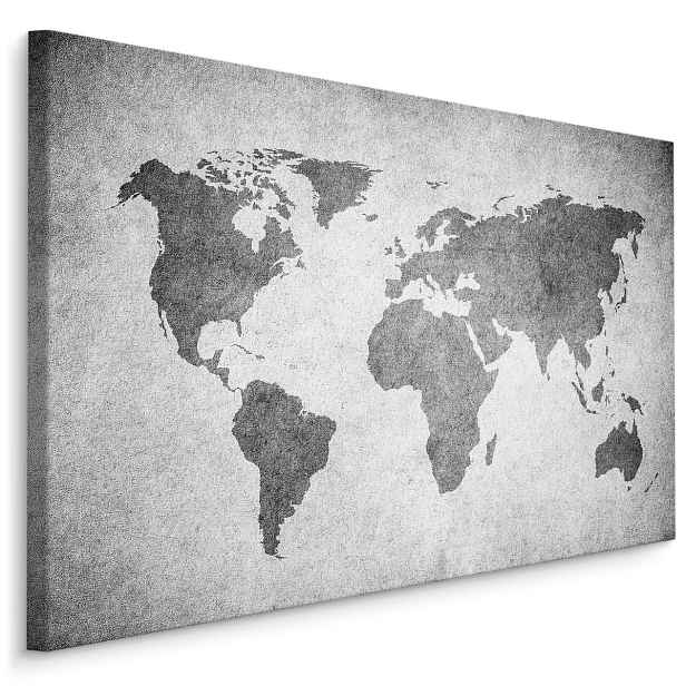 MyBestHome BOX Plátno Mapa Světa V Odstínech Šedi Varianta: 100x70