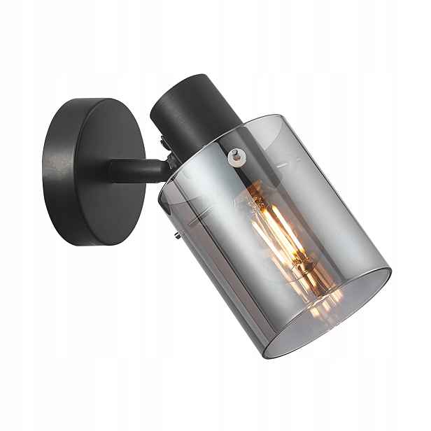 Nástěnná lampa reflektor černá kouřové sklo stínítko do ložnice Italux