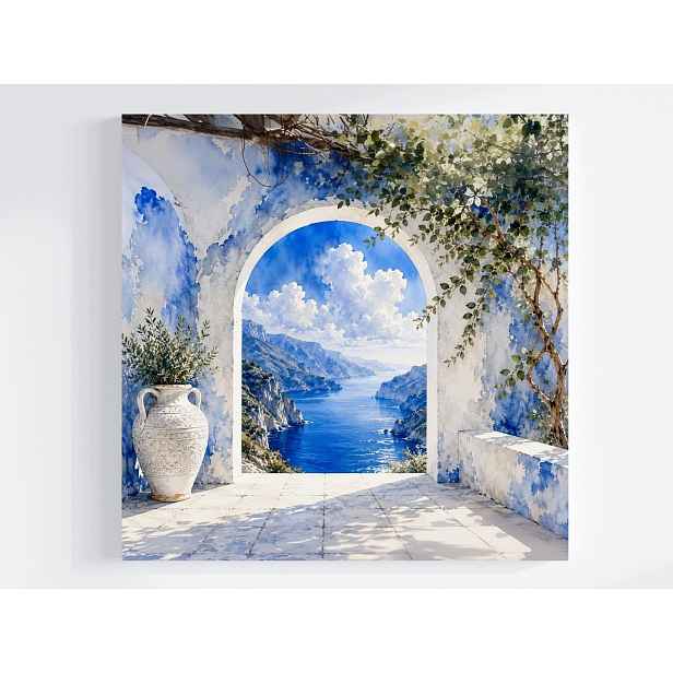 Obraz Na Plátně Canvas Iluze Oblouk Přechod Terasa Moře Ostrovy Léto 50x50