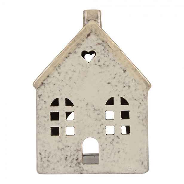 Šedý keramický domek na čajovou svíčku Lamont - 11*7*16 cm Clayre & Eef