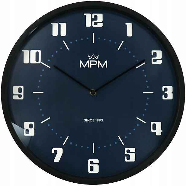 Velké Kulatý Modré Klasické Nástěnné Hodiny Mpm E01.4206.30 40 cm