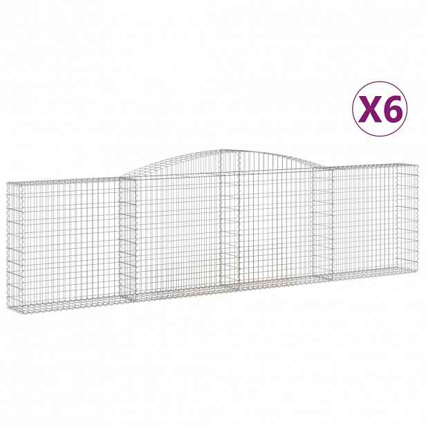vidaXL Klenuté gabionové koše 6 ks 400x30x100/120cm pozinkované železo