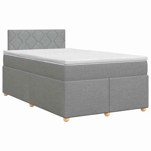 vidaXL Postel boxspring s matrací Světle šedá 120 x 190 cm Textil