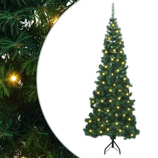 vidaXL Rohový umělý vánoční stromeček Zelená 180 cm PVC a kov