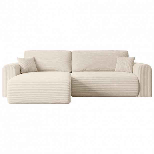 ALTDECOR ROHOVÁ POHODA s funkcí lůžka a úložným prostorem ORRO-L – 272 × 145 × 83 cm, béžová látka manšestr