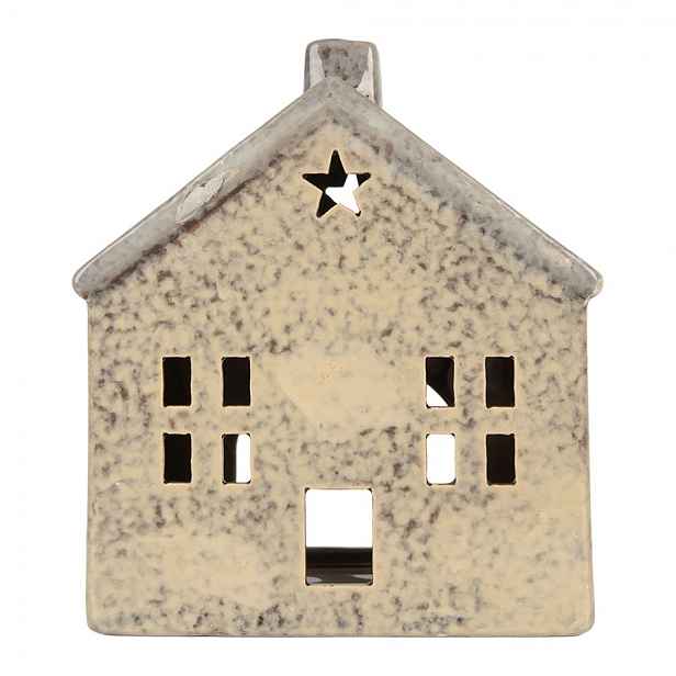 Béžový keramický domek na čajovou svíčku Lamont - 13*8*15 cm Clayre & Eef