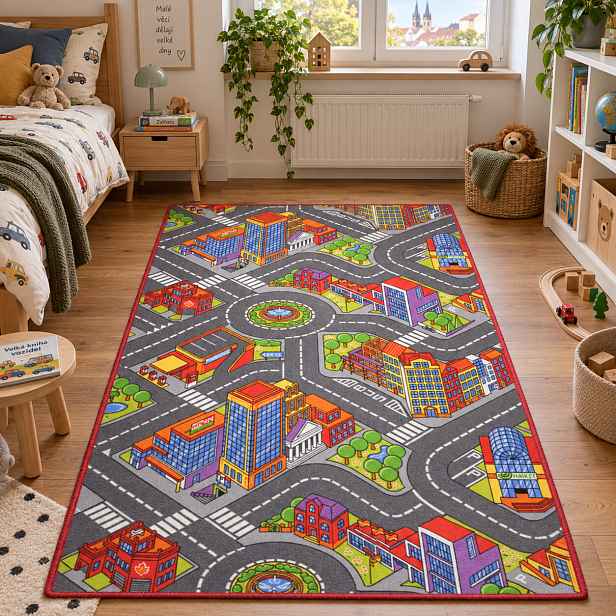 Dětský kusový koberec silnice Big City, 95x133, vícebarevná, dětský pokoj, Associated Weavers